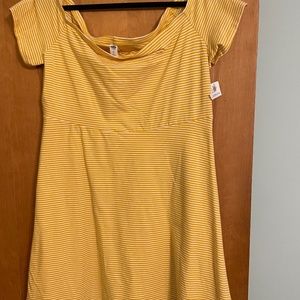 NWT Old Navy Yellow and White Boatneck Dress XL